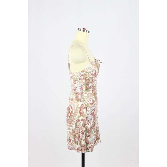 Aritzia WILFRED Bellow Paisley Floral Crepe Gathered Mini Slip Dress, Size 2 - Picture 3 of 16
